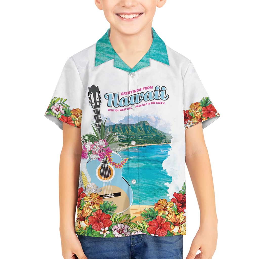Aloha Hawaii Waikiki Beach Landscape Family Matching Tank Maxi Dress and Hawaiian Shirt LT05 Son's Shirt White - Polynesian Pride