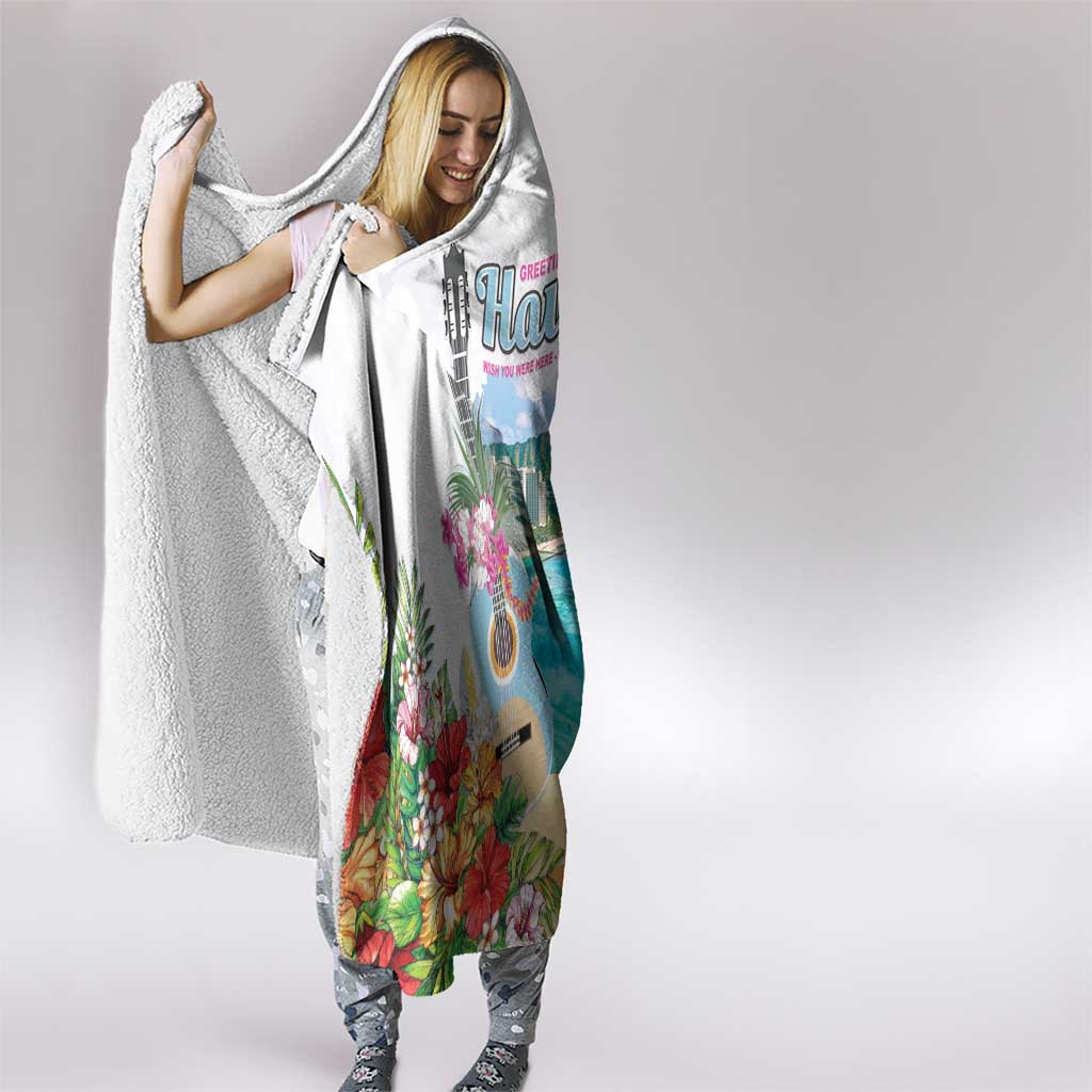Aloha Hawaii Waikiki Beach Landscape Hooded Blanket