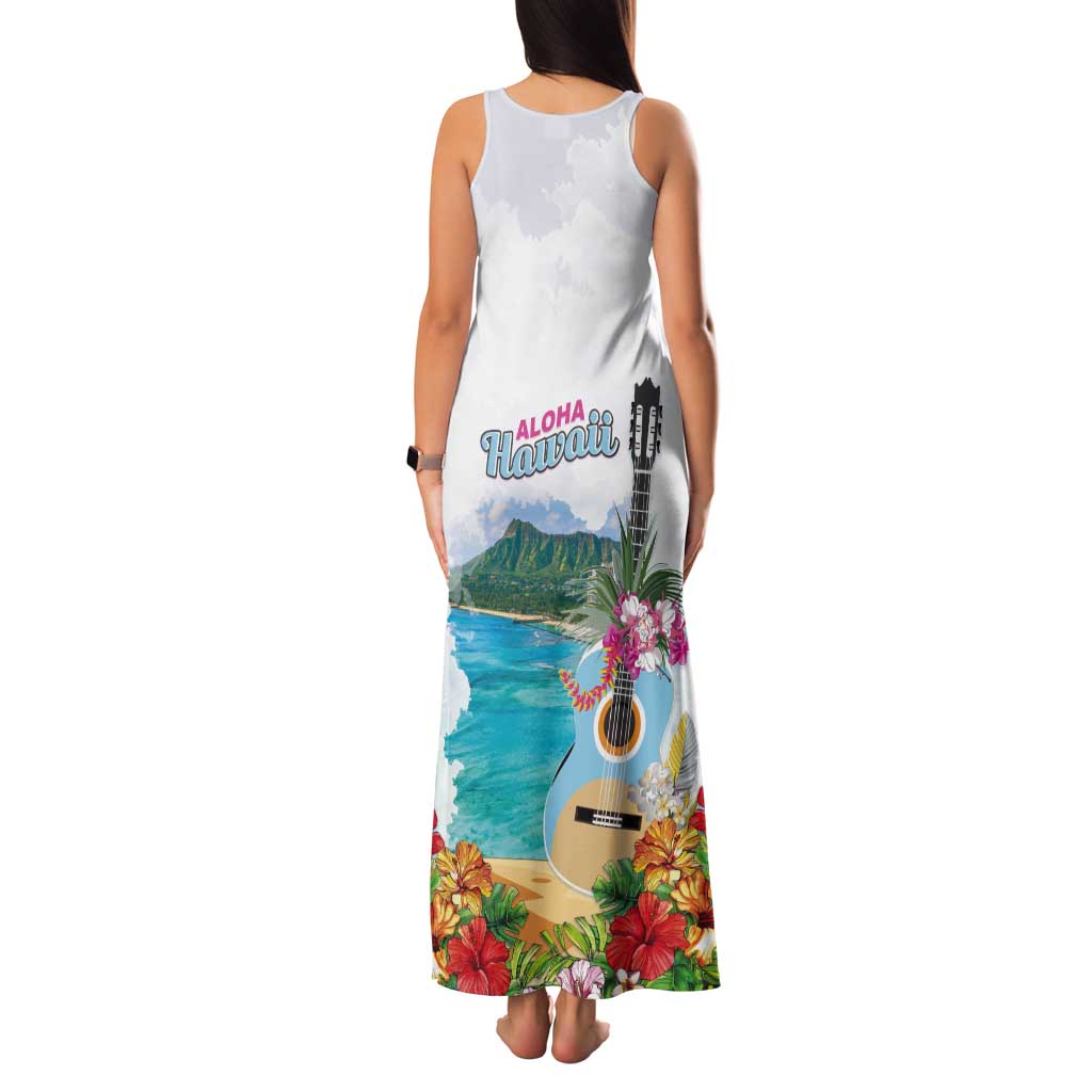 Aloha Hawaii Waikiki Beach Landscape Tank Maxi Dress
