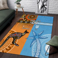 Custom Fiji Tapa And Australia Aboriginal Together Area Rug LT05 Blue - Polynesian Pride