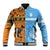 Custom Fiji Tapa And Australia Aboriginal Together Baseball Jacket LT05 Unisex Blue - Polynesian Pride