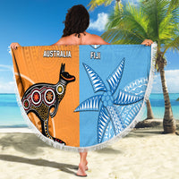 Custom Fiji Tapa And Australia Aboriginal Together Beach Blanket LT05 - Polynesian Pride