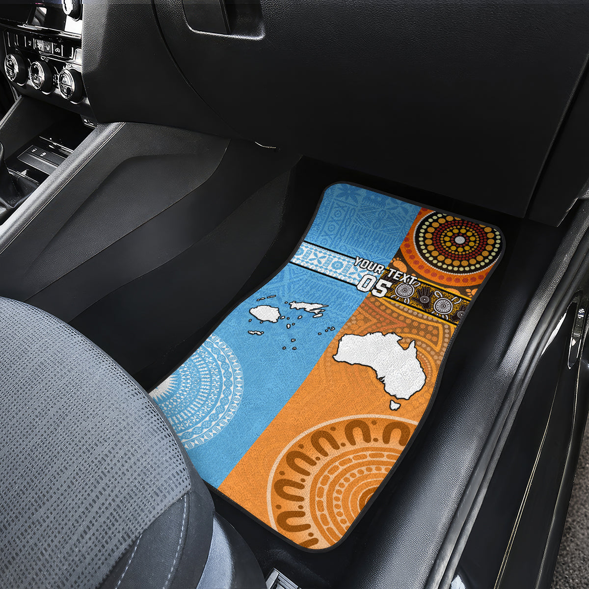 Custom Fiji Tapa And Australia Aboriginal Together Car Mats LT05 - Polynesian Pride