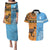 Custom Fiji Tapa And Australia Aboriginal Together Couples Matching Puletasi Dress and Hawaiian Shirt LT05 Blue - Polynesian Pride