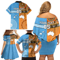 Custom Fiji Tapa And Australia Aboriginal Together Family Matching Off Shoulder Short Dress and Hawaiian Shirt LT05 - Polynesian Pride