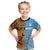 Custom Fiji Tapa And Australia Aboriginal Together Kid T Shirt LT05 Blue - Polynesian Pride