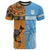 Custom Fiji Tapa And Australia Aboriginal Together T Shirt LT05 Blue - Polynesian Pride