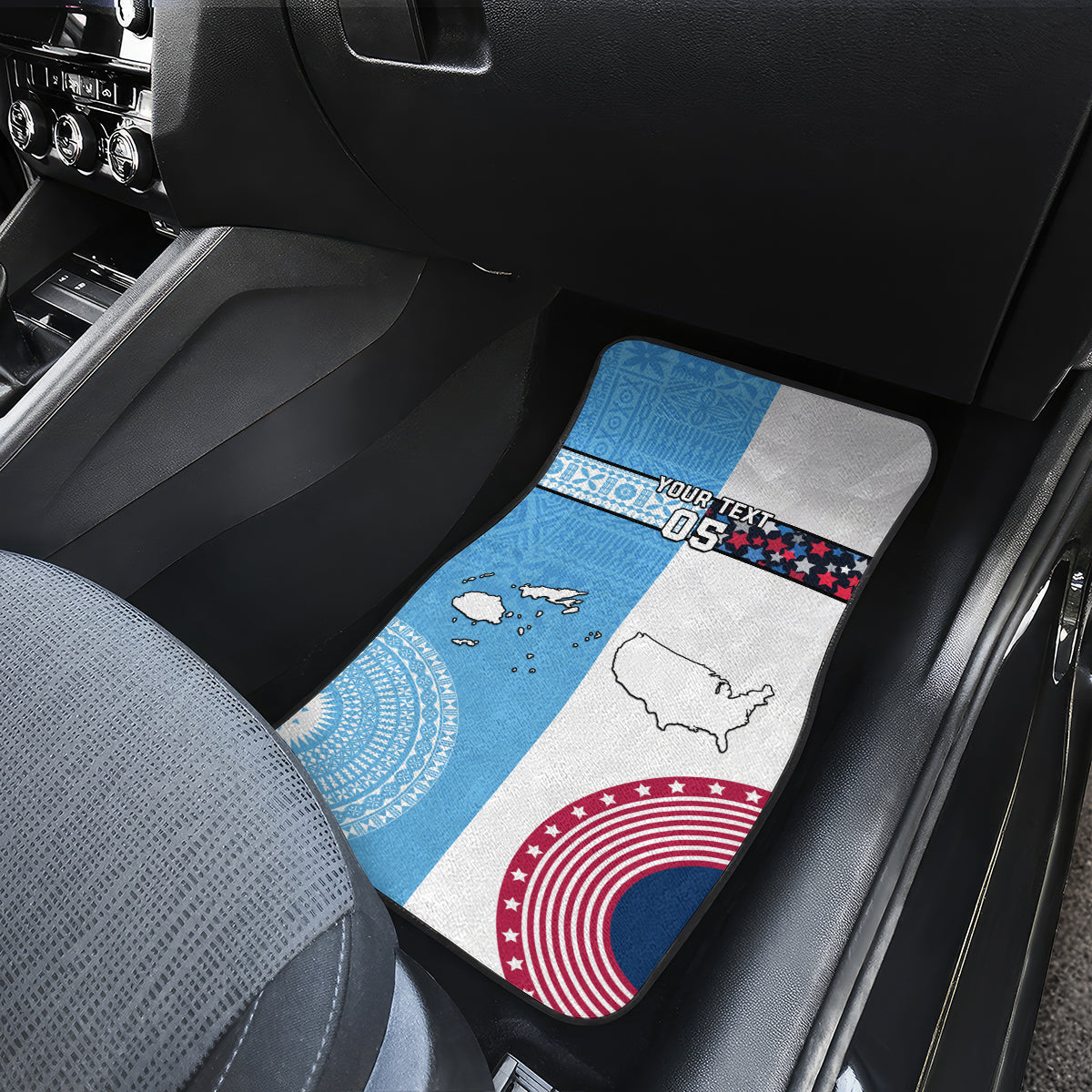 Custom Fiji And USA Palm Tree With Eagle Car Mats LT05 - Polynesian Pride