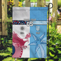 Custom Fiji And USA Palm Tree With Eagle Garden Flag LT05 Garden Flag Blue - Polynesian Pride