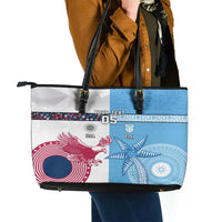 Custom Fiji And USA Palm Tree With Eagle Leather Tote Bag LT05 - Polynesian Pride