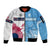 Custom Fiji And USA Palm Tree With Eagle Sleeve Zip Bomber Jacket LT05 Unisex Blue - Polynesian Pride