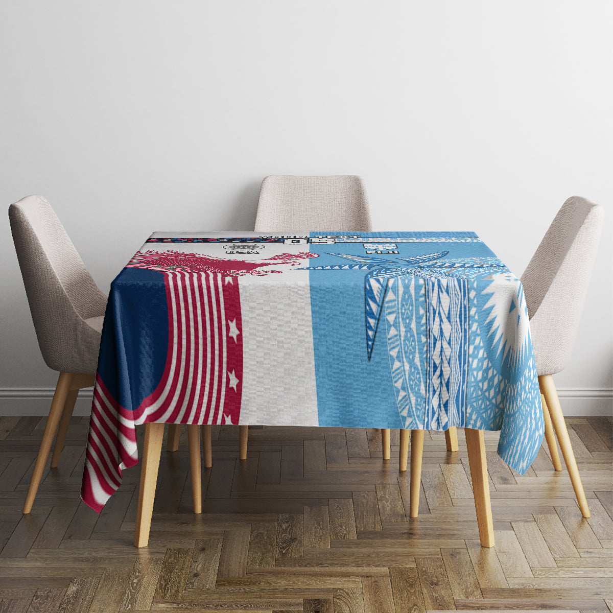 Custom Fiji And USA Palm Tree With Eagle Tablecloth LT05 - Polynesian Pride
