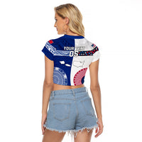 Custom Samoa And USA Together Raglan Cropped T Shirt LT05 - Polynesian Pride