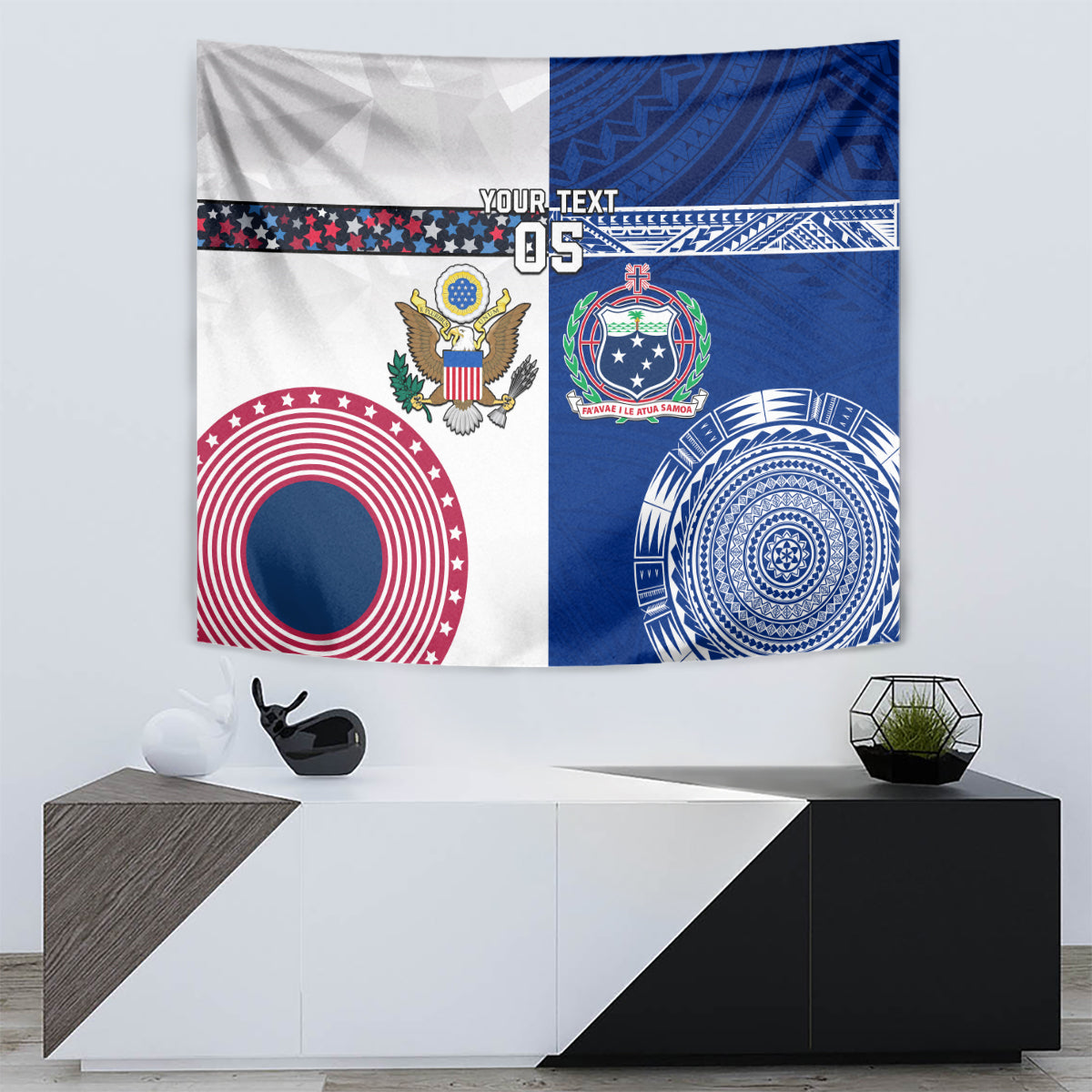 Custom Samoa And USA Together Tapestry LT05 - Polynesian Pride