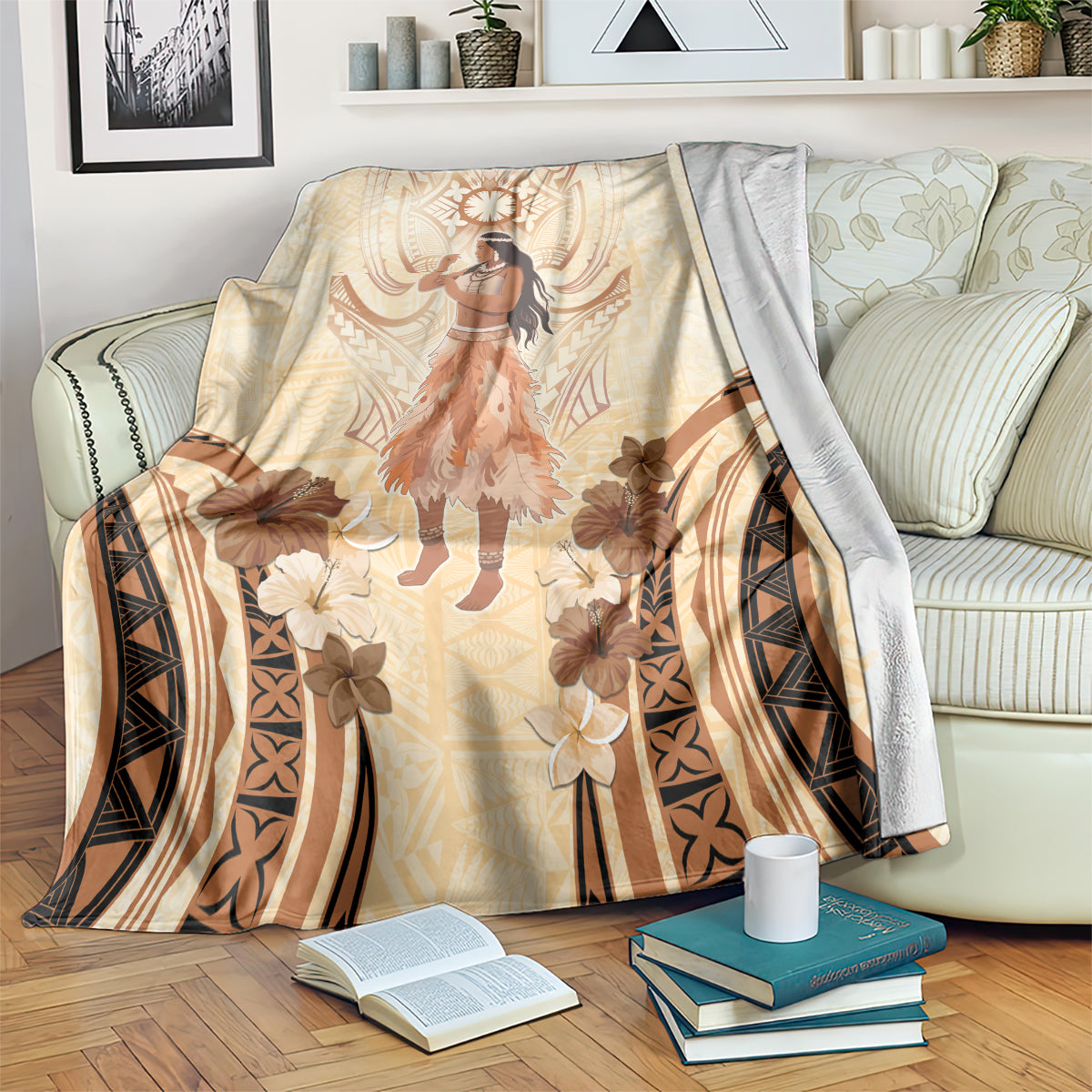 Tonga Women's Day Blanket With Polynesian Pattern LT05 Beige - Polynesian Pride