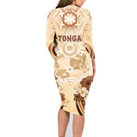 Tonga Women's Day Family Matching Long Sleeve Bodycon Dress and Hawaiian Shirt With Polynesian Pattern LT05 - Polynesian Pride