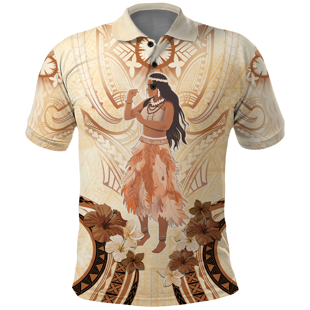 Tonga Women's Day Polo Shirt With Polynesian Pattern LT05 Beige - Polynesian Pride