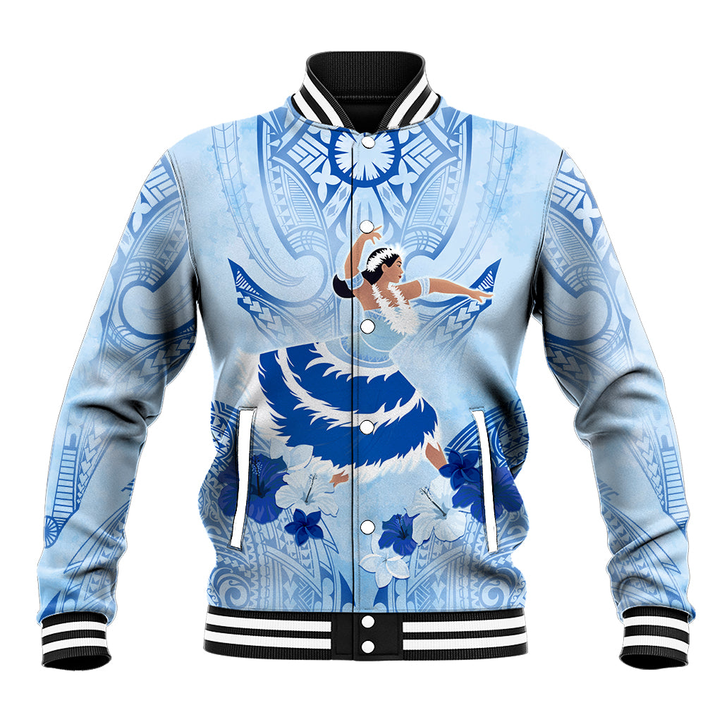 Cook Islands Women's Day Baseball Jacket With Polynesian Pattern LT05 Unisex Blue - Polynesian Pride
