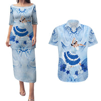 Cook Islands Women's Day Couples Matching Puletasi and Hawaiian Shirt With Polynesian Pattern LT05 Blue - Polynesian Pride