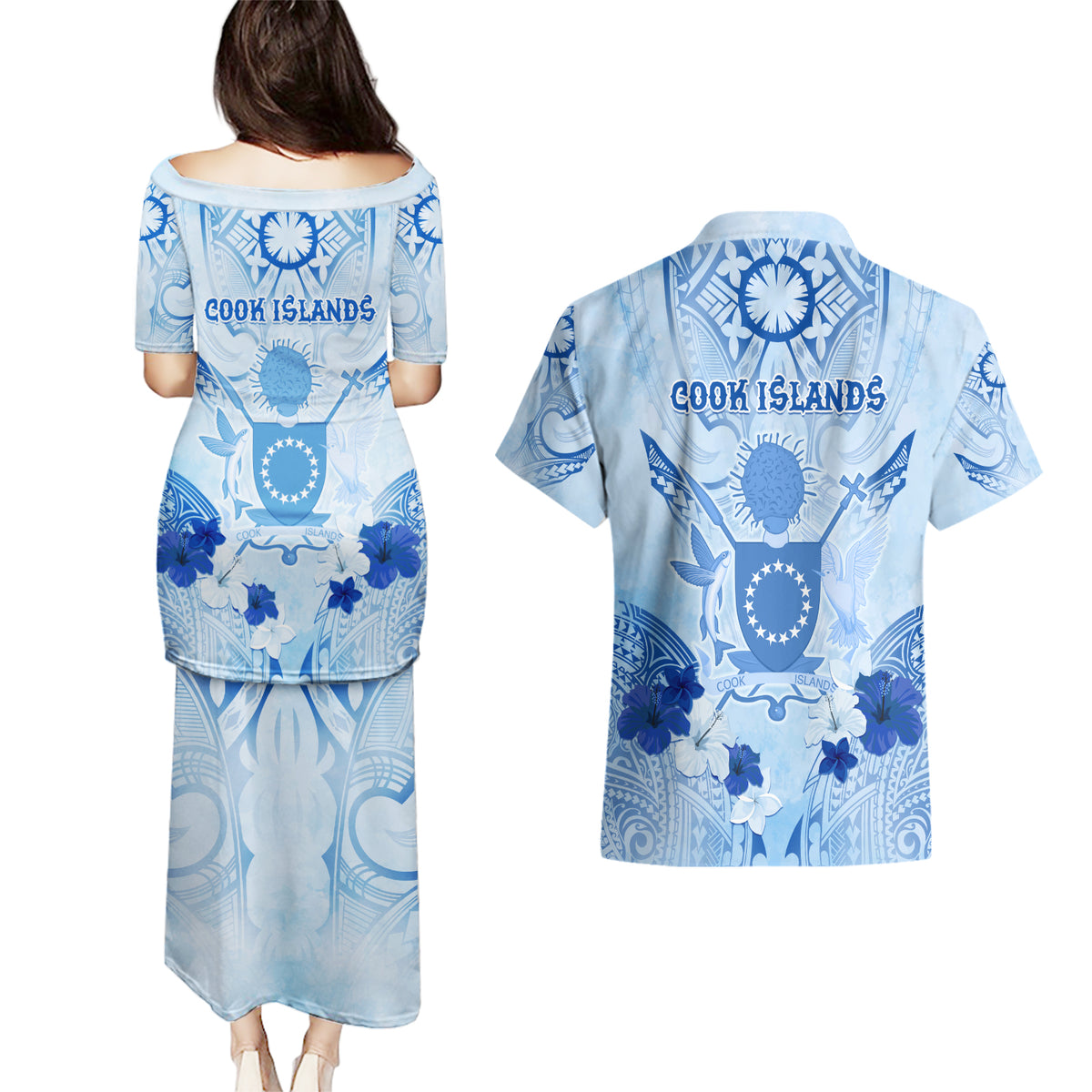 Cook Islands Women's Day Couples Matching Puletasi and Hawaiian Shirt With Polynesian Pattern LT05 - Polynesian Pride