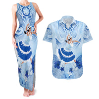 Cook Islands Women's Day Couples Matching Tank Maxi Dress and Hawaiian Shirt With Polynesian Pattern LT05 Blue - Polynesian Pride