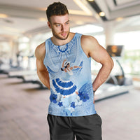 Cook Islands Women's Day Men Tank Top With Polynesian Pattern LT05 Blue - Polynesian Pride