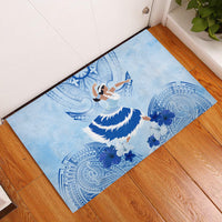 Cook Islands Women's Day Rubber Doormat With Polynesian Pattern