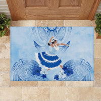 Cook Islands Women's Day Rubber Doormat With Polynesian Pattern