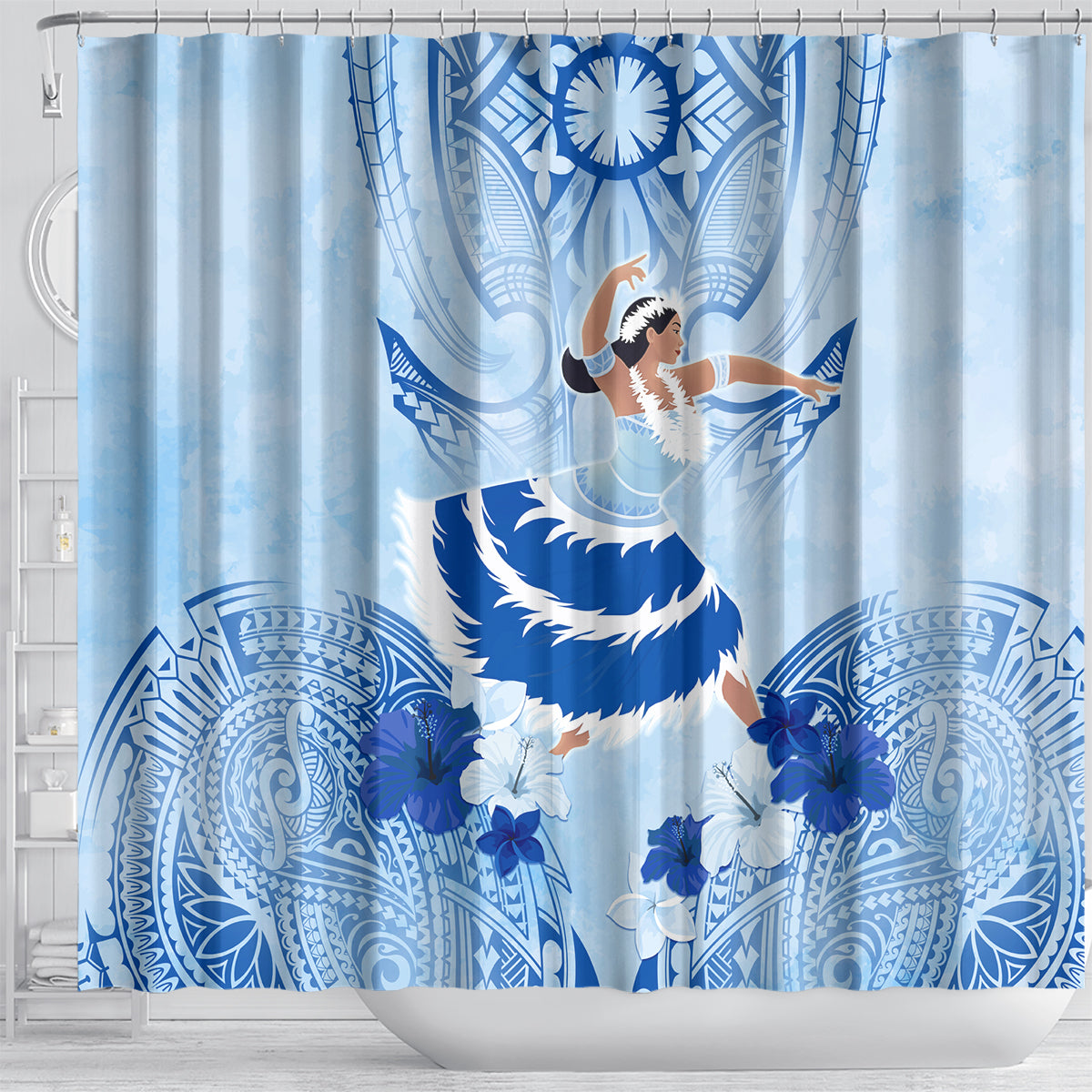 Cook Islands Women's Day Shower Curtain With Polynesian Pattern