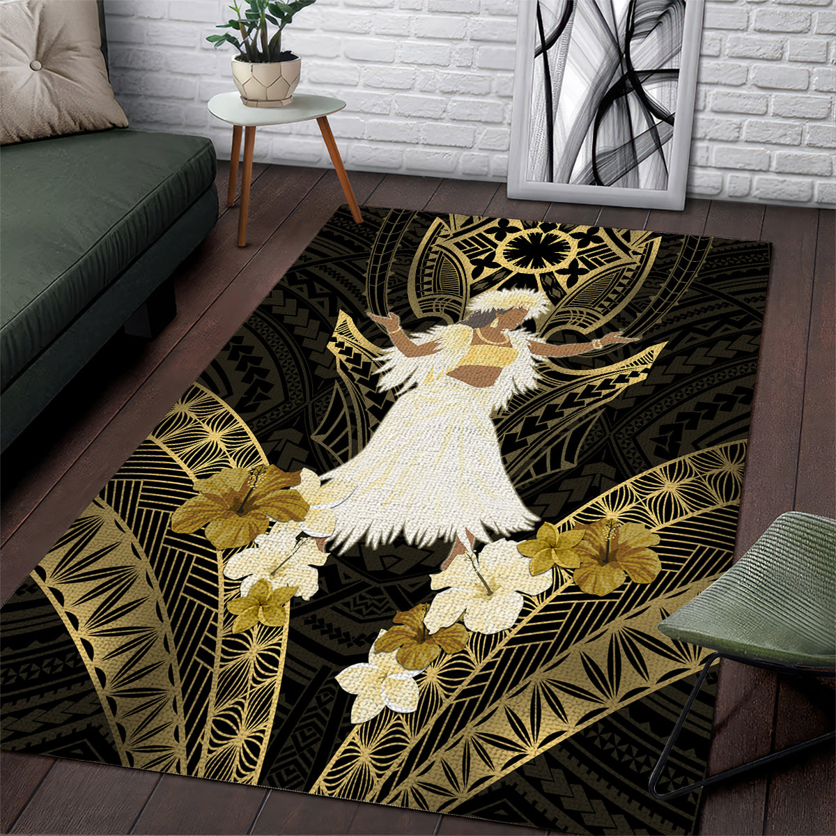 Niue Women's Day Area Rug With Polynesian Pattern LT05 Gold - Polynesian Pride