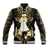 Niue Women's Day Baseball Jacket With Polynesian Pattern LT05 Unisex Gold - Polynesian Pride