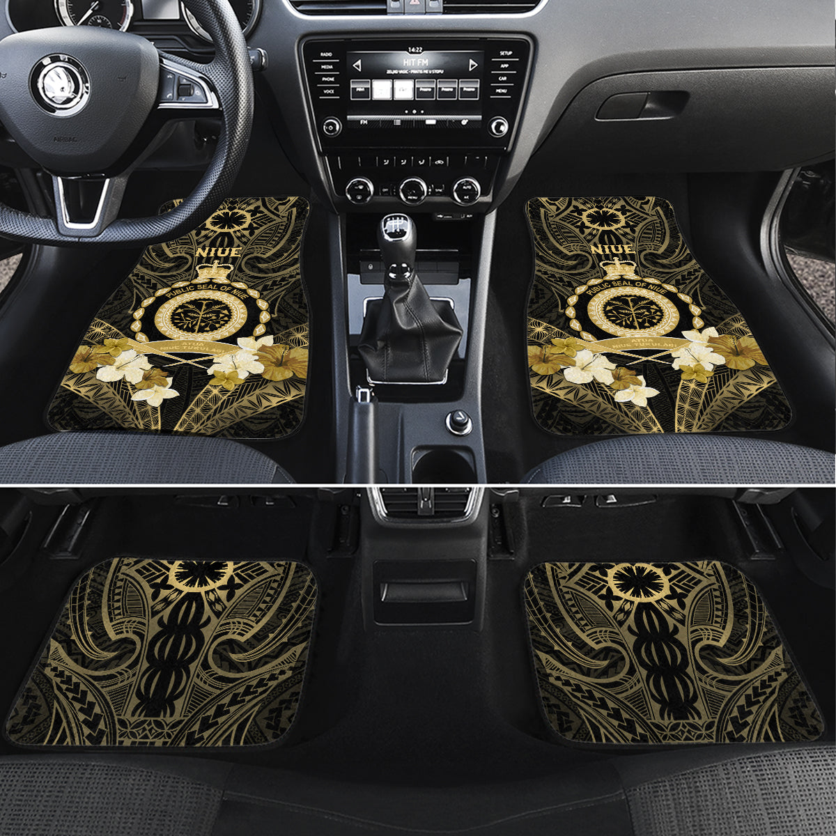 Niue Women's Day Car Mats With Polynesian Pattern LT05 Set 4pcs Gold - Polynesian Pride
