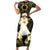 Niue Women's Day Short Sleeve Bodycon Dress With Polynesian Pattern LT05 Long Dress Gold - Polynesian Pride