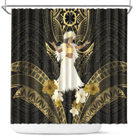 Niue Women's Day Shower Curtain With Polynesian Pattern LT05 Gold - Polynesian Pride