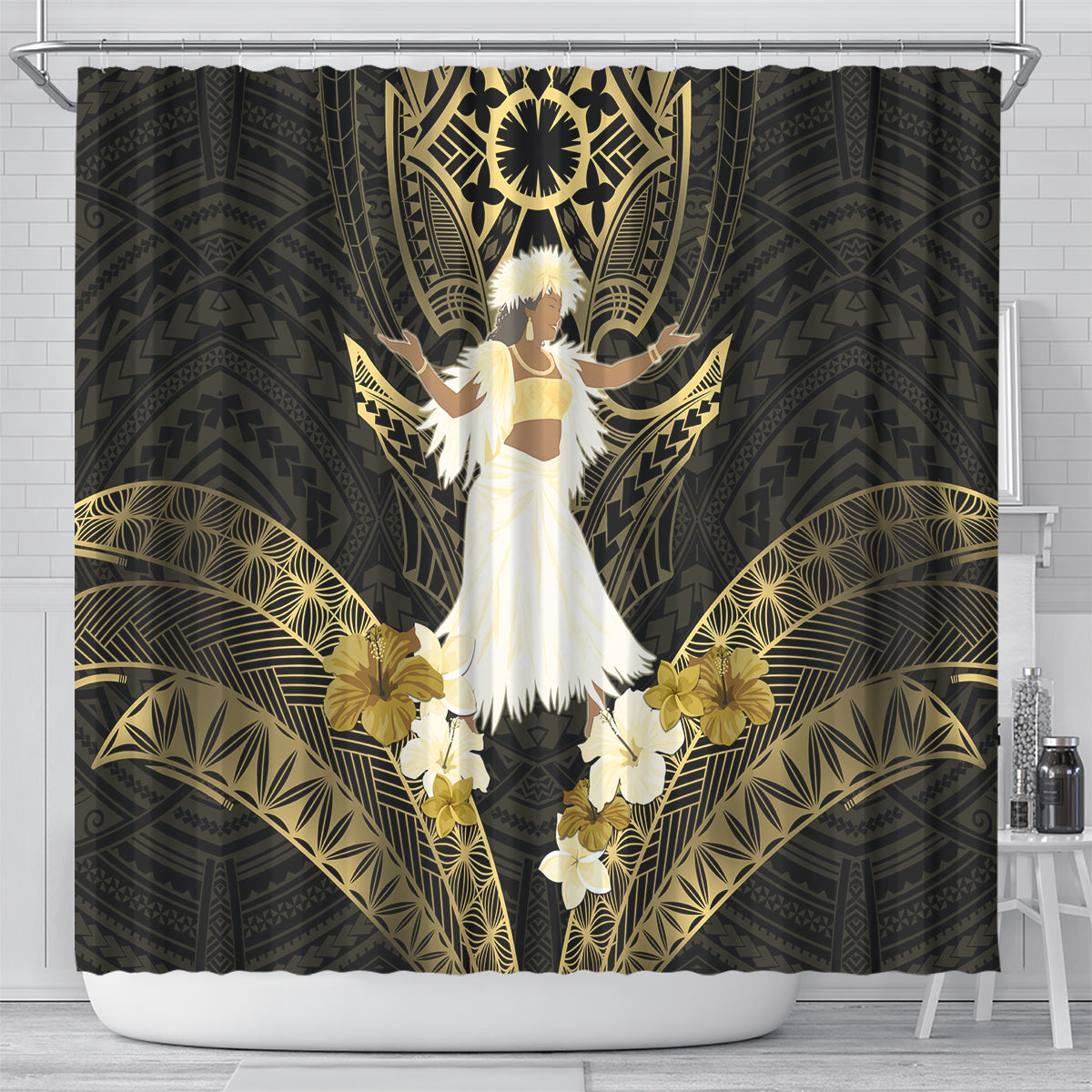 Niue Women's Day Shower Curtain With Polynesian Pattern LT05 - Polynesian Pride