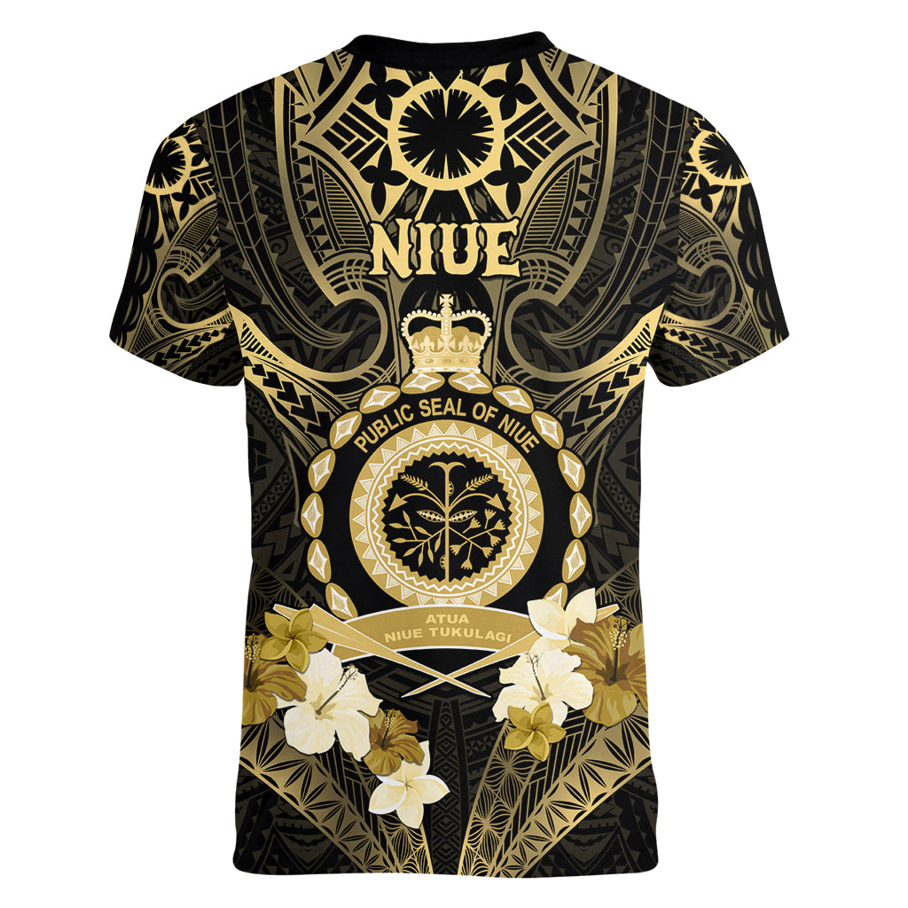 Niue Women's Day Women V Neck T Shirt With Polynesian Pattern LT05 - Polynesian Pride