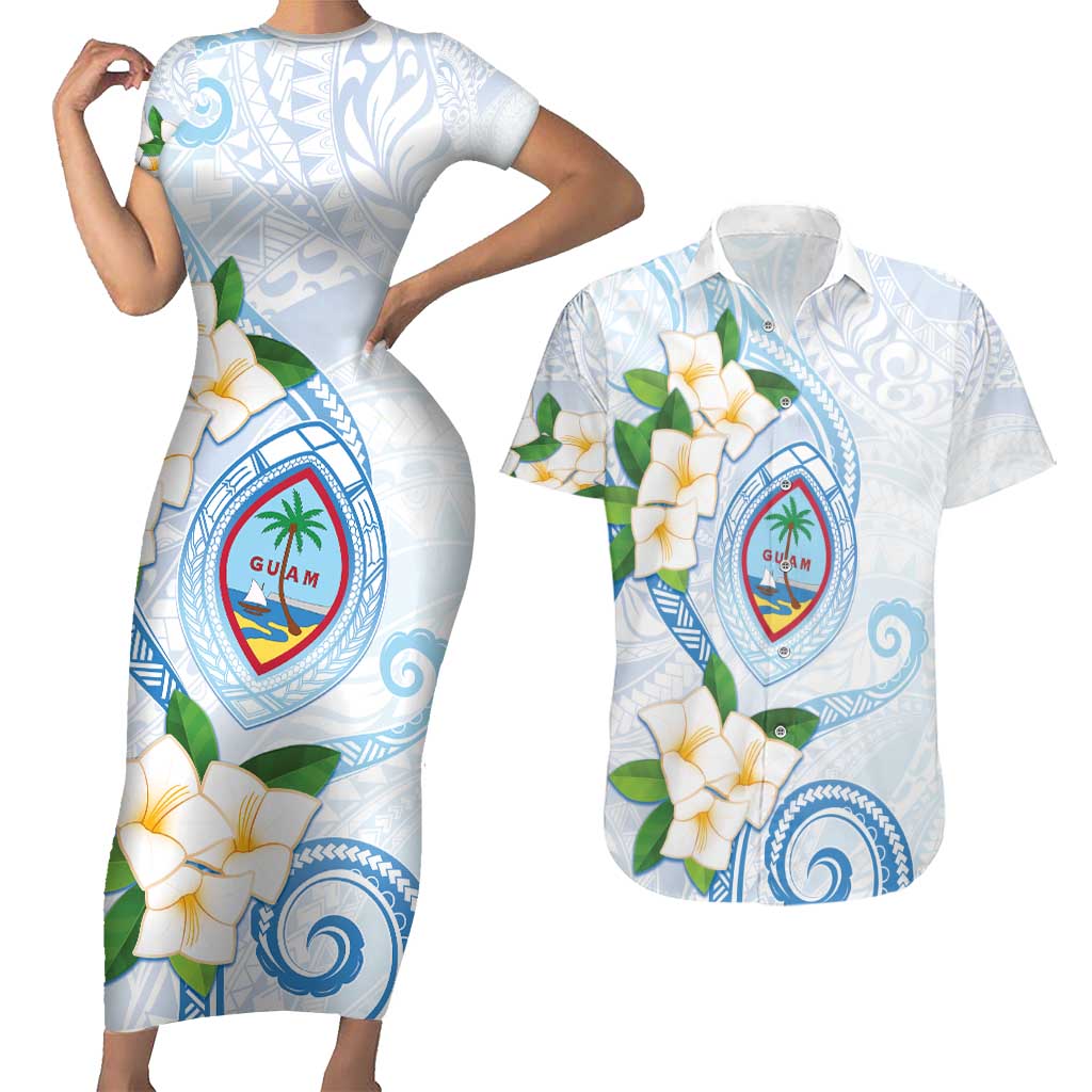 Guam Chamorro Couples Matching Short Sleeve Bodycon Dress and Hawaiian Shirt Guasali Flowers Curves Style