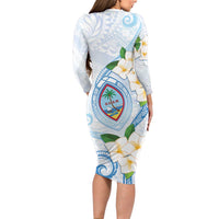 Guam Chamorro Family Matching Long Sleeve Bodycon Dress and Hawaiian Shirt Guasali Flowers Curves Style