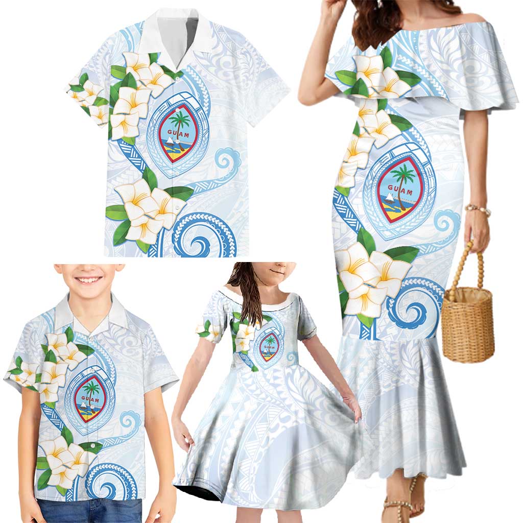 Guam Chamorro Family Matching Mermaid Dress and Hawaiian Shirt Guasali Flowers Curves Style