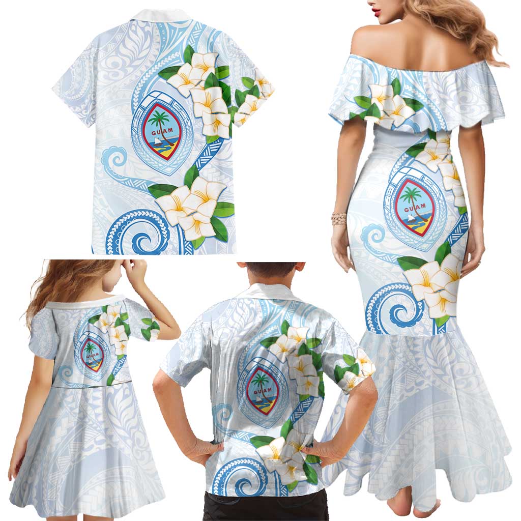 Guam Chamorro Family Matching Mermaid Dress and Hawaiian Shirt Guasali Flowers Curves Style
