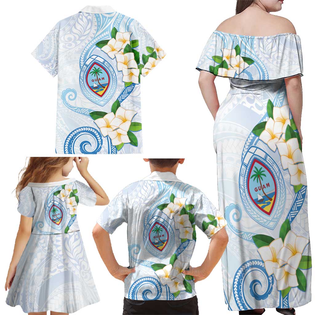 Guam Chamorro Family Matching Off Shoulder Maxi Dress and Hawaiian Shirt Guasali Flowers Curves Style