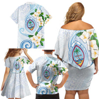 Guam Chamorro Family Matching Off Shoulder Short Dress and Hawaiian Shirt Guasali Flowers Curves Style