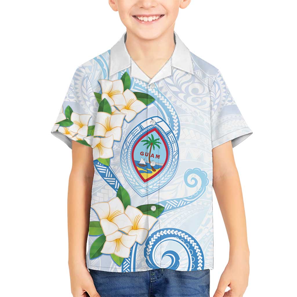 Guam Chamorro Family Matching Tank Maxi Dress and Hawaiian Shirt Guasali Flowers Curves Style LT05 Son's Shirt Blue - Polynesian Pride