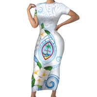 Guam Chamorro Short Sleeve Bodycon Dress Guasali Flowers Curves Style