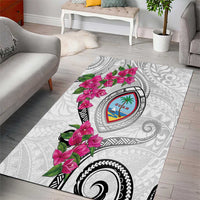 Guam Chamorro Area Rug Curves Polynesian Tattoo Mix Bougainvillea
