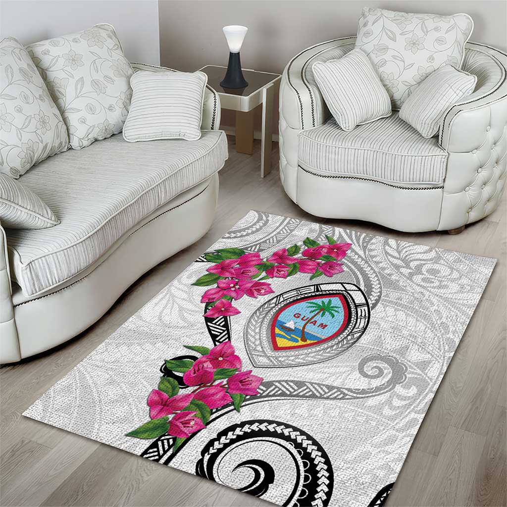 Guam Chamorro Area Rug Curves Polynesian Tattoo Mix Bougainvillea