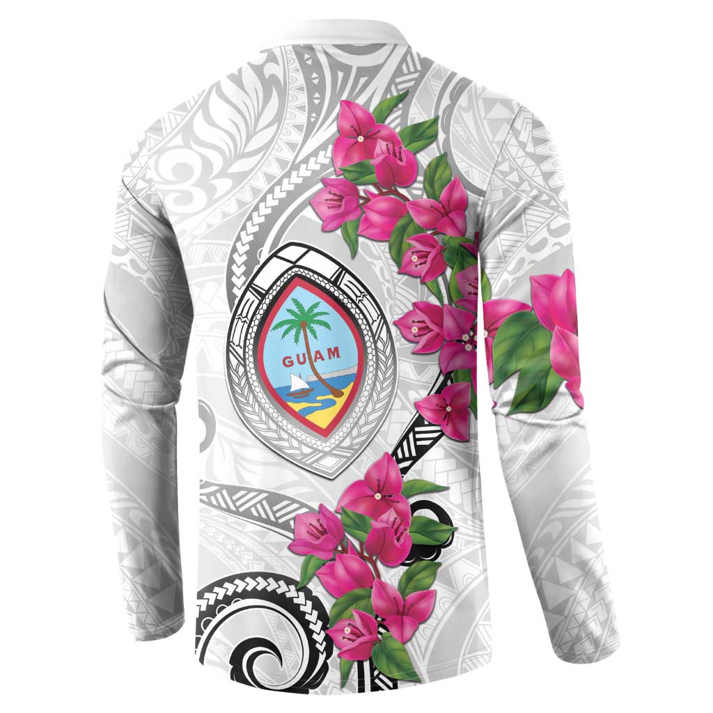 Guam Chamorro Button Sweatshirt Curves Polynesian Tattoo Mix Bougainvillea