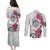 Guam Chamorro Couples Matching Puletasi and Long Sleeve Button Shirt Curves Polynesian Tattoo Mix Bougainvillea