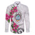 Guam Chamorro Family Matching Off The Shoulder Long Sleeve Dress and Hawaiian Shirt Curves Polynesian Tattoo Mix Bougainvillea