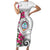 Guam Chamorro Family Matching Short Sleeve Bodycon Dress and Hawaiian Shirt Curves Polynesian Tattoo Mix Bougainvillea